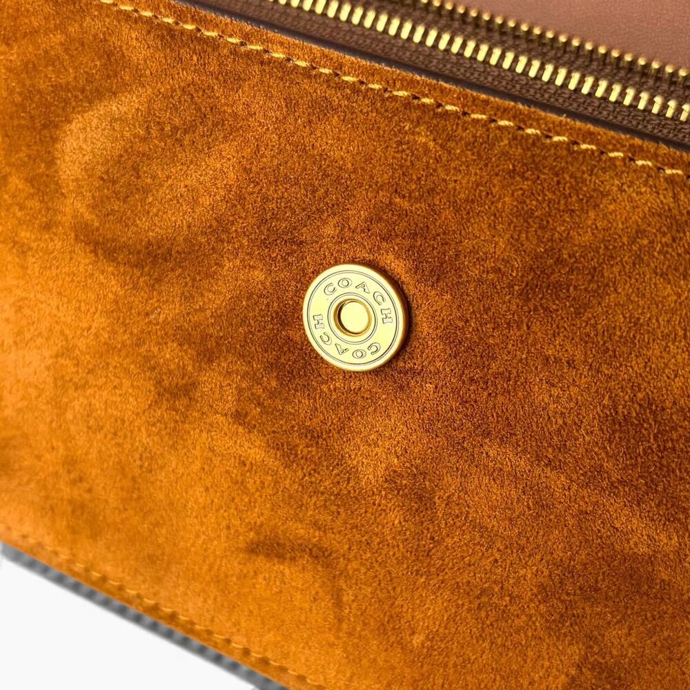 Coach Elora Brown Suede Crossbody Top Handle Bag Fall Boho NWT - Picture 12 of 12
